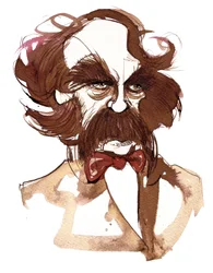 Nathaniel Hawthorne, escritor estadounidense (1804-64); caricatura